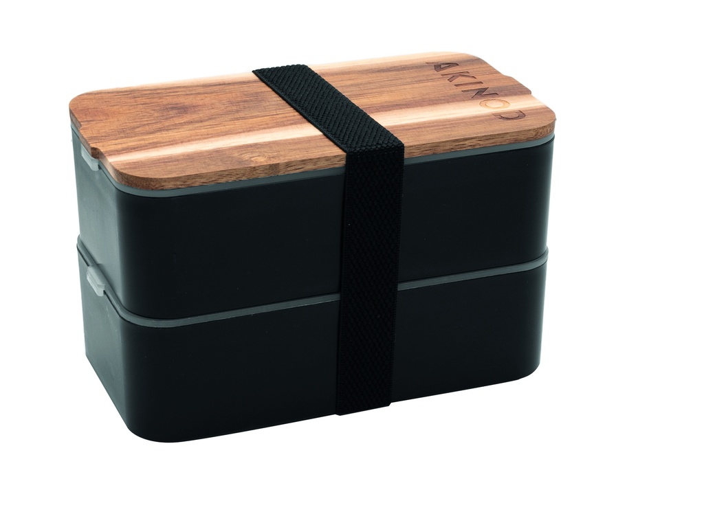 [6611-AKI000045] Bento + Lunch Bag 11h58, Noir / Gris chiné