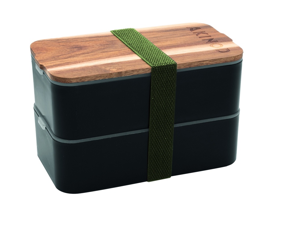[6611-AKI000057] Bento + Lunch Bag 11h58, Noir / Kaki