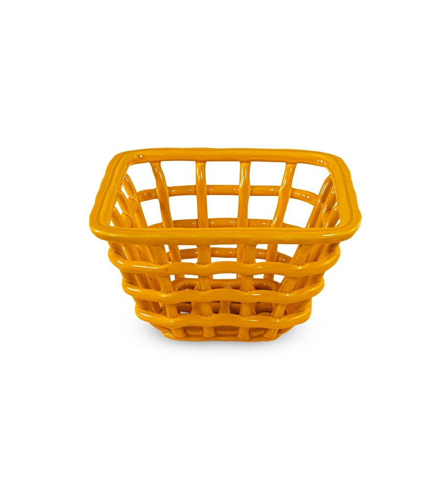 [5503-WD895GI] Corbeille de centre de table en grès. Couleur jaune.