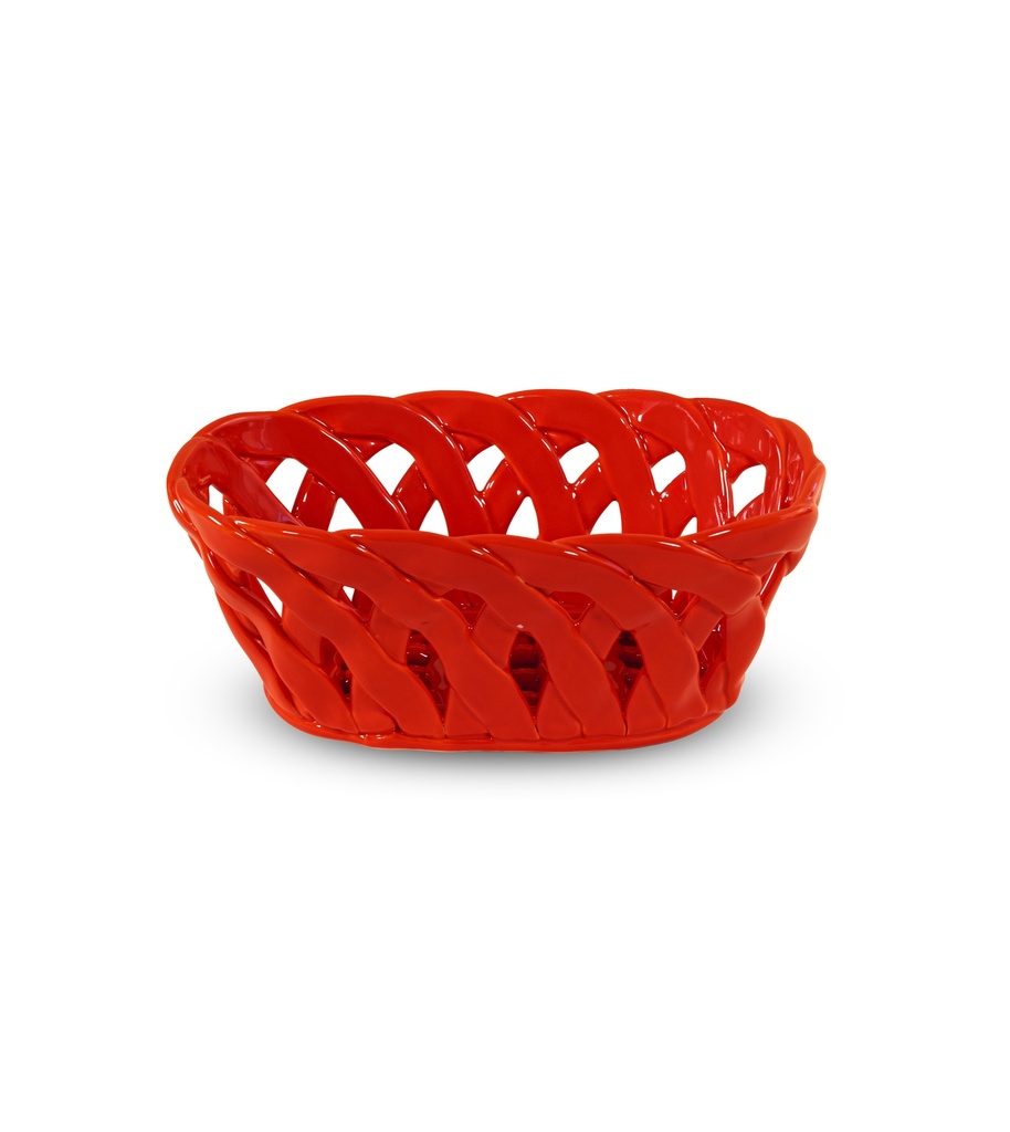 [5503-WD895R] Corbeille de centre de table en grès. Couleur rouge.