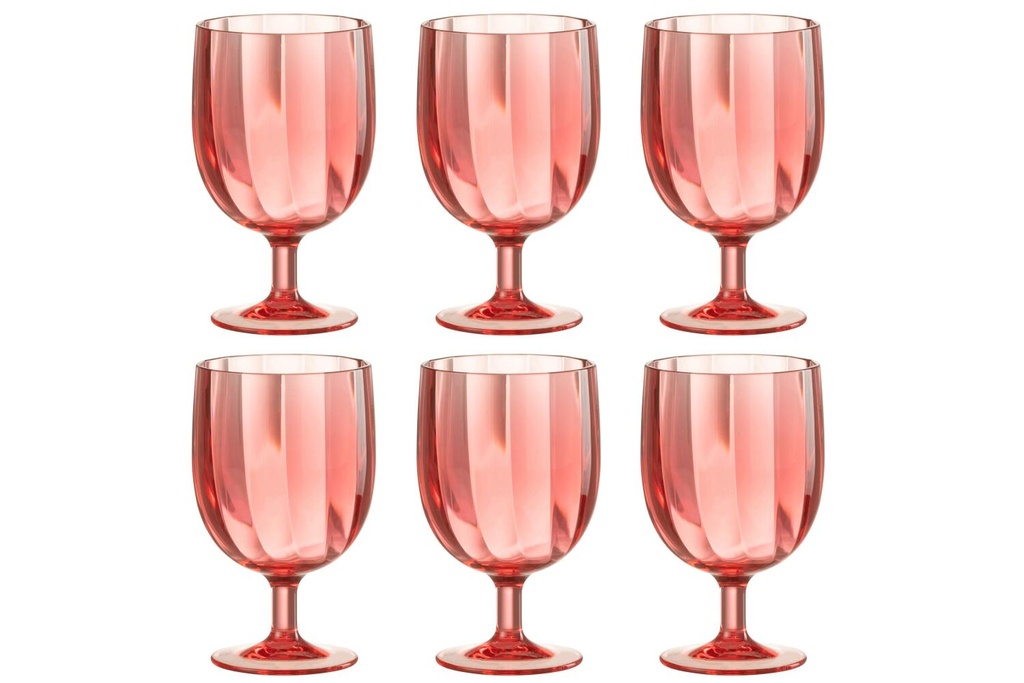 [7522-43947] Lot de 6 verres à vin plastique rouge