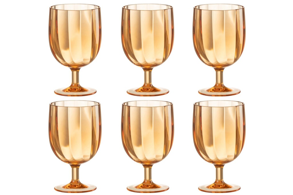 [7522-43946] Lot de 6 verres à vin plastique orange