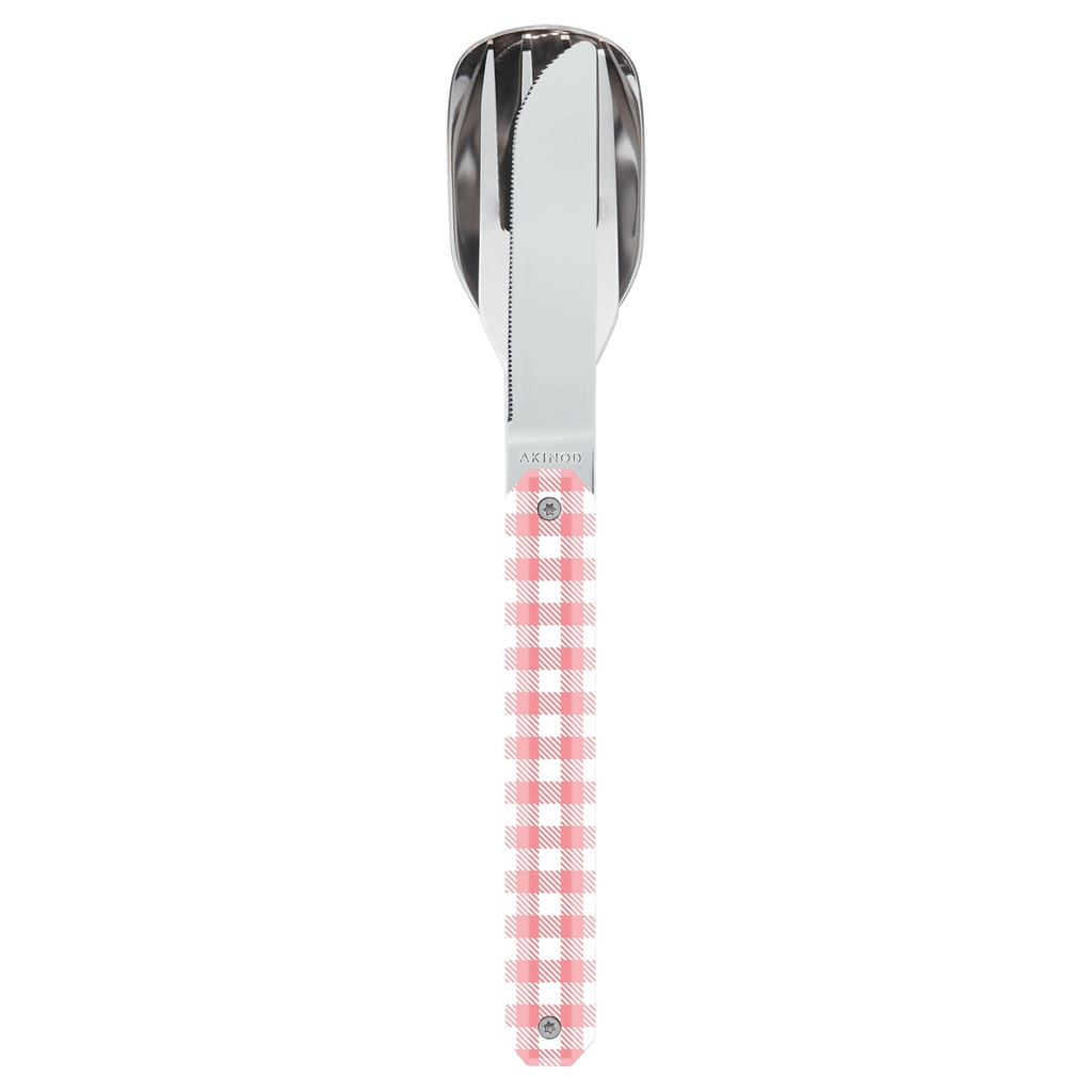 [6611-A01M00079] Couverts Droits 12h34, Vichy rose
