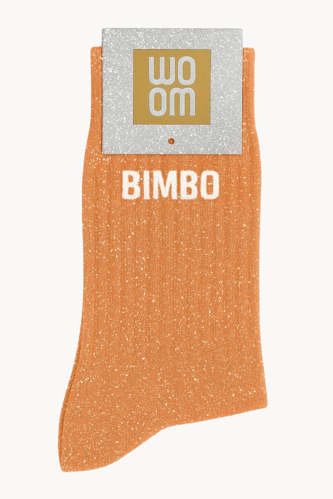 [8413-CPM-Bimbo] Chaussettes à Paillettes à Message "Bimbo" - Orange