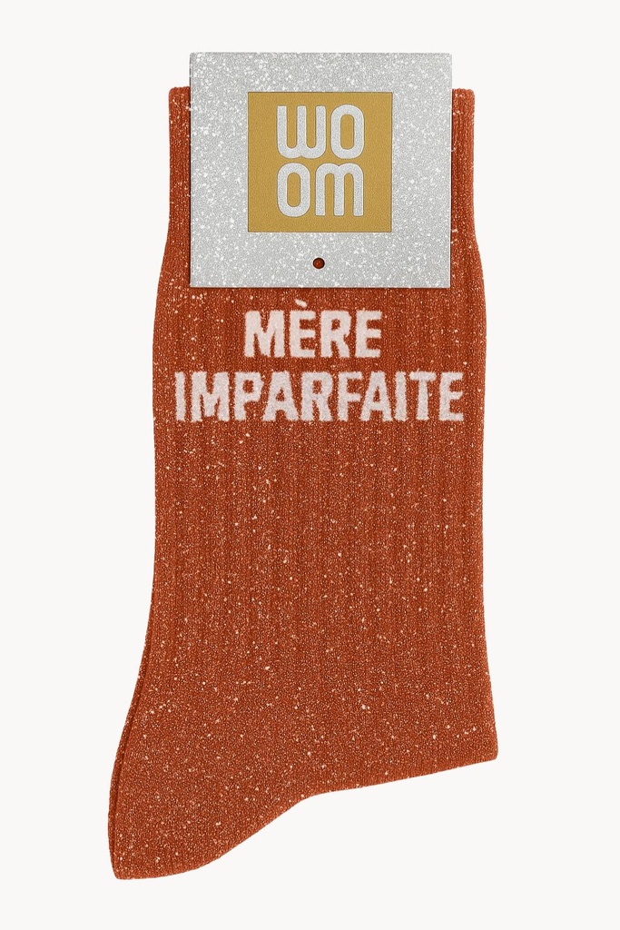 [8413-CPM-Mere Imparfaite] Chaussettes à Paillettes à Message "Mère Imparfaite" - Roobios