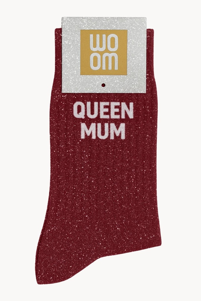 [8413-CPM-Queen Mum] Chaussettes à Paillettes à Message "Queen Mum" - Cherry Pop
