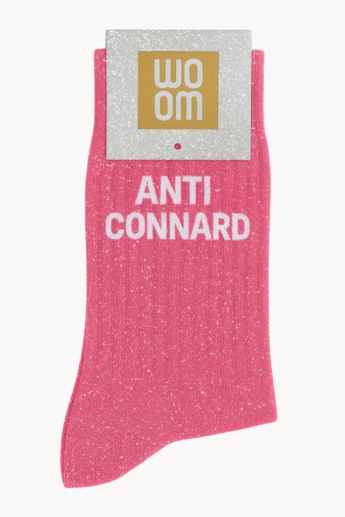 [8413-CPM-Anti-Connard Rose] Chaussettes à Paillettes à Message "Anti-Connard" - Rose Bubble
