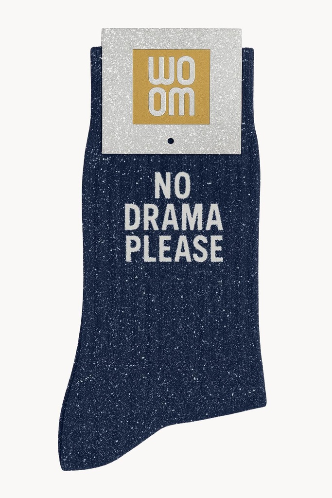 [8413-CPM-No Drama Please] Chaussettes à Paillettes à Message "No Drama Please" - Marine