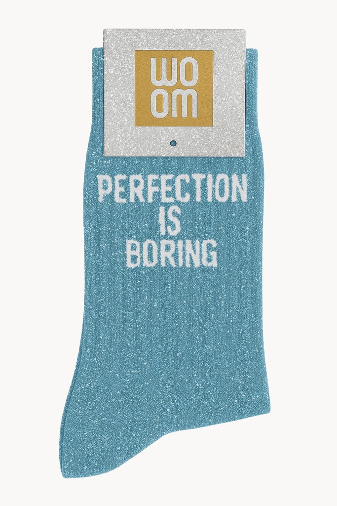 [8413-CPM-Perfection Is Boring] Chaussettes à Paillettes à Message "Perfection Is Boring"