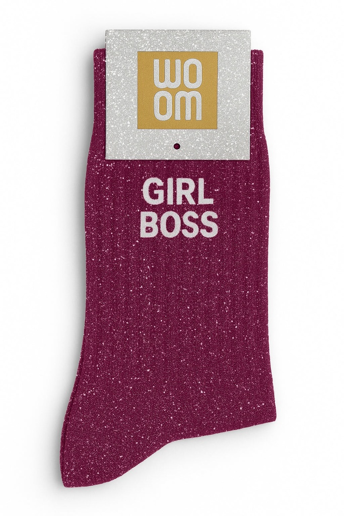 Chaussettes à Paillettes à Message "Girl Boss" - Violet