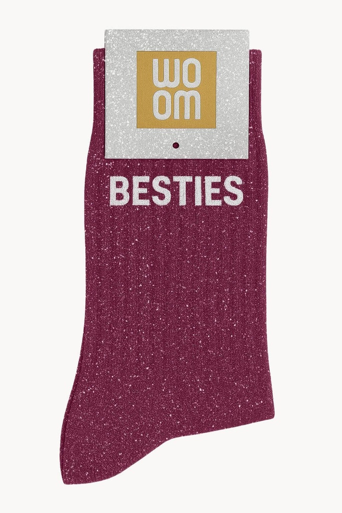 [8413-CPM-Besties] Chaussettes à Paillettes à Message "Besties" - Violet