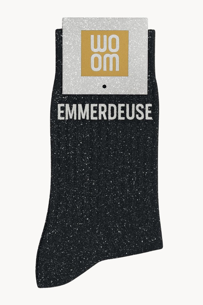 [8413-CPM-Emmerdeuse] Chaussettes à Paillettes à Message "Emmerdeuse" - Noir