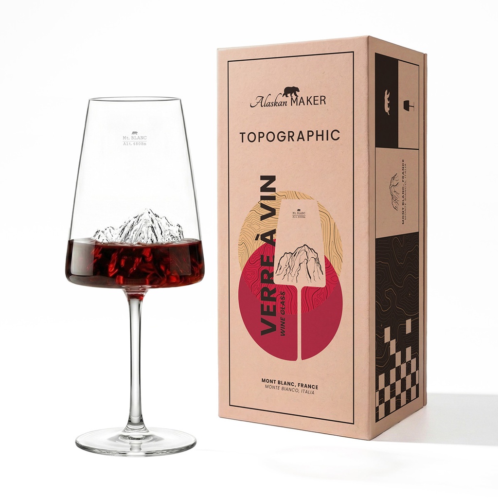 [5939-TOPO-VV-B] Coffret verre à vin - Mt Blanc (Montagnes : Montagne Mont Blanc)