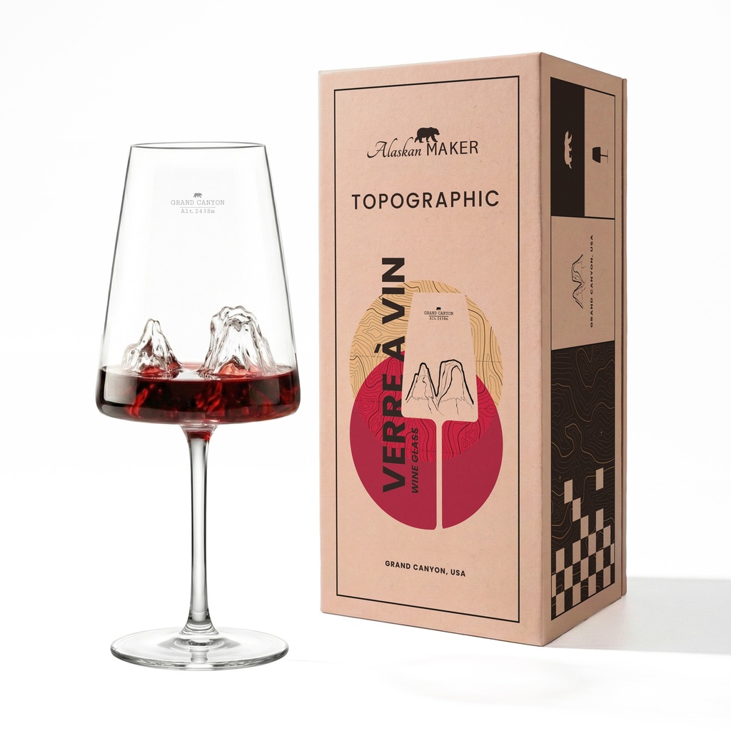 [5939-TOPO-VV-G] Coffret verre à vin - Grand Canyon (Montagnes : Montagne Grand Canyon)