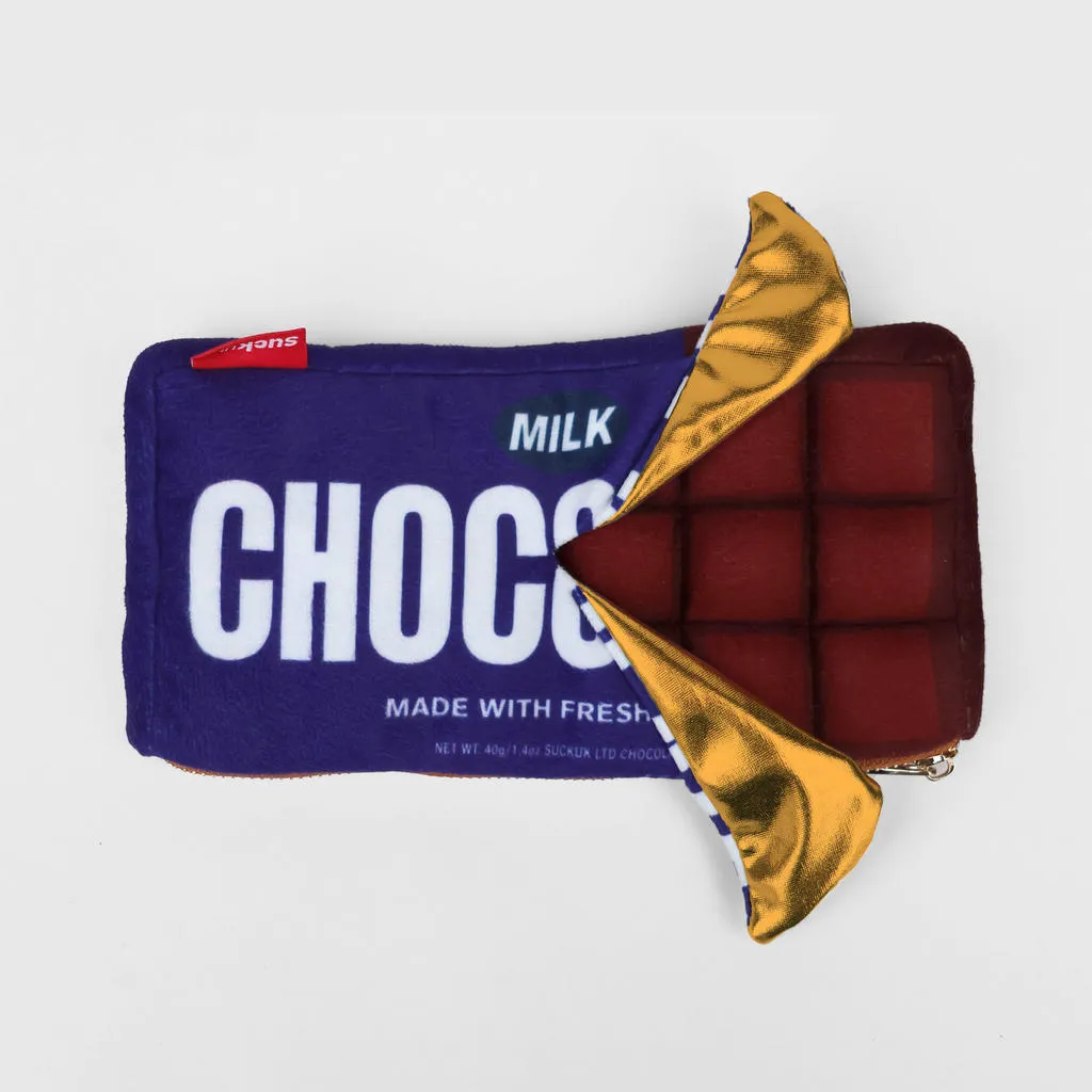 Pochette zippée en peluche Tablette de chocolat - Suck UK