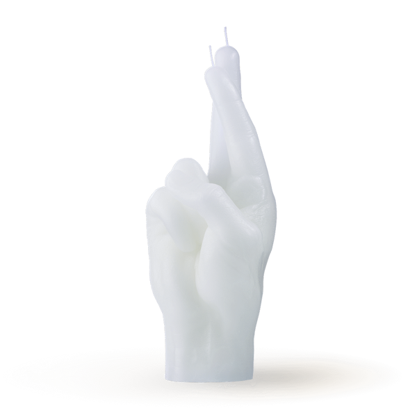 [7790-CROSS-WHITE] Bougie Croiser Les Doigts - Blanc