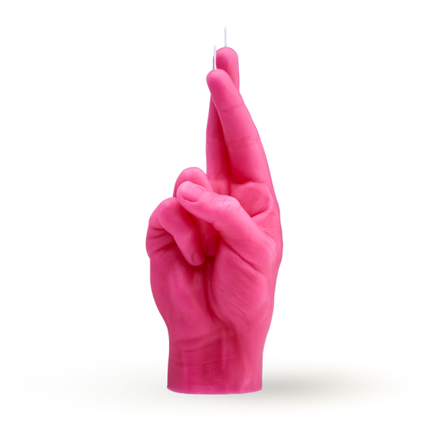 [7790-CROSS-PINK] Bougie Croiser Les Doigts - Rose
