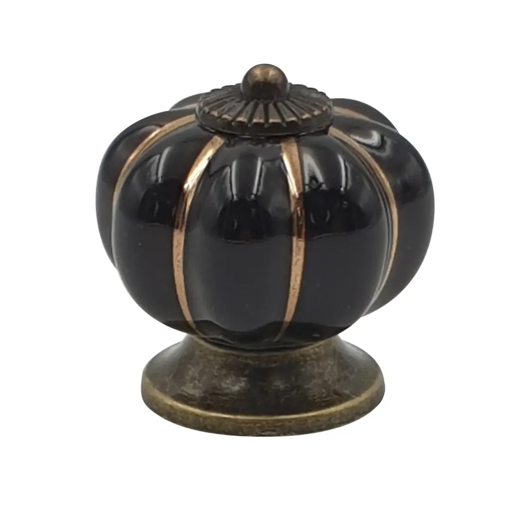 Poignée forme citrouille cocotte céramique noire
