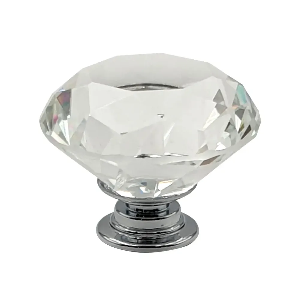 [6953-MJCP13] Poignée cocotte verre forme diamant