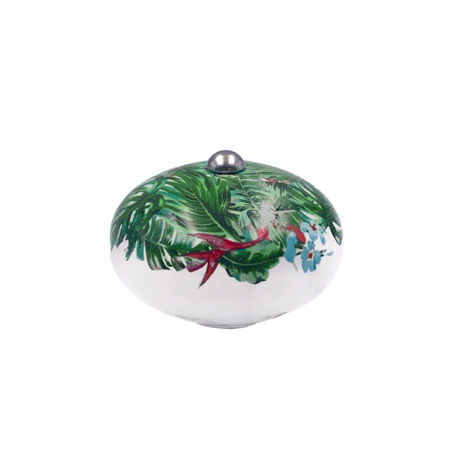 Poignée cocotte macaron céramique motif Jungle Vert
