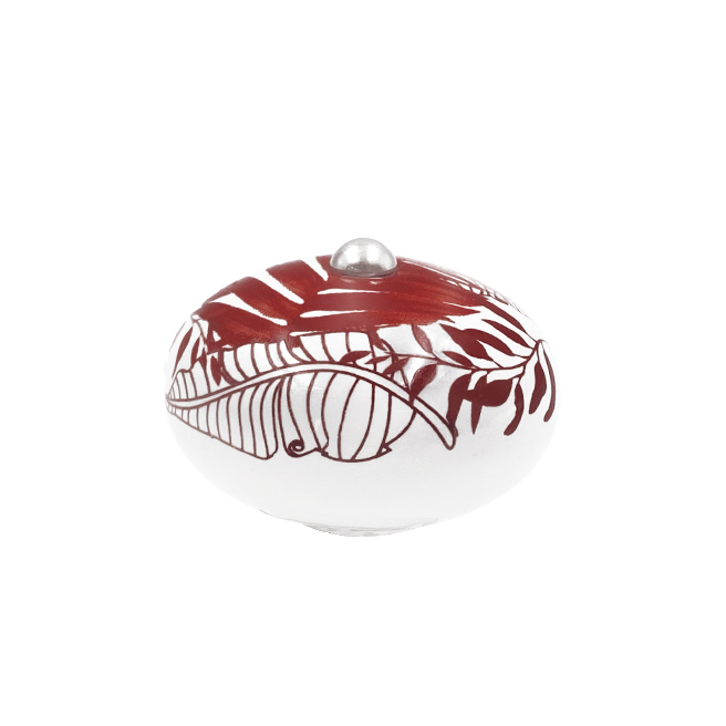 [6953-MJCP18] Poignée cocotte macaron céramique motif Jungle Red