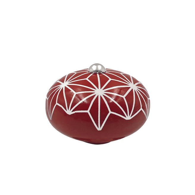 [6953-MJCP28] Poignée cocotte macaron céramique motif Etoile Rouge