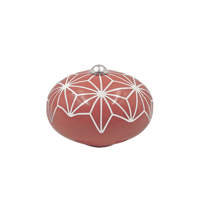 [6953-MJCP34] Poignée cocotte macaron céramique motif Etoile Rose