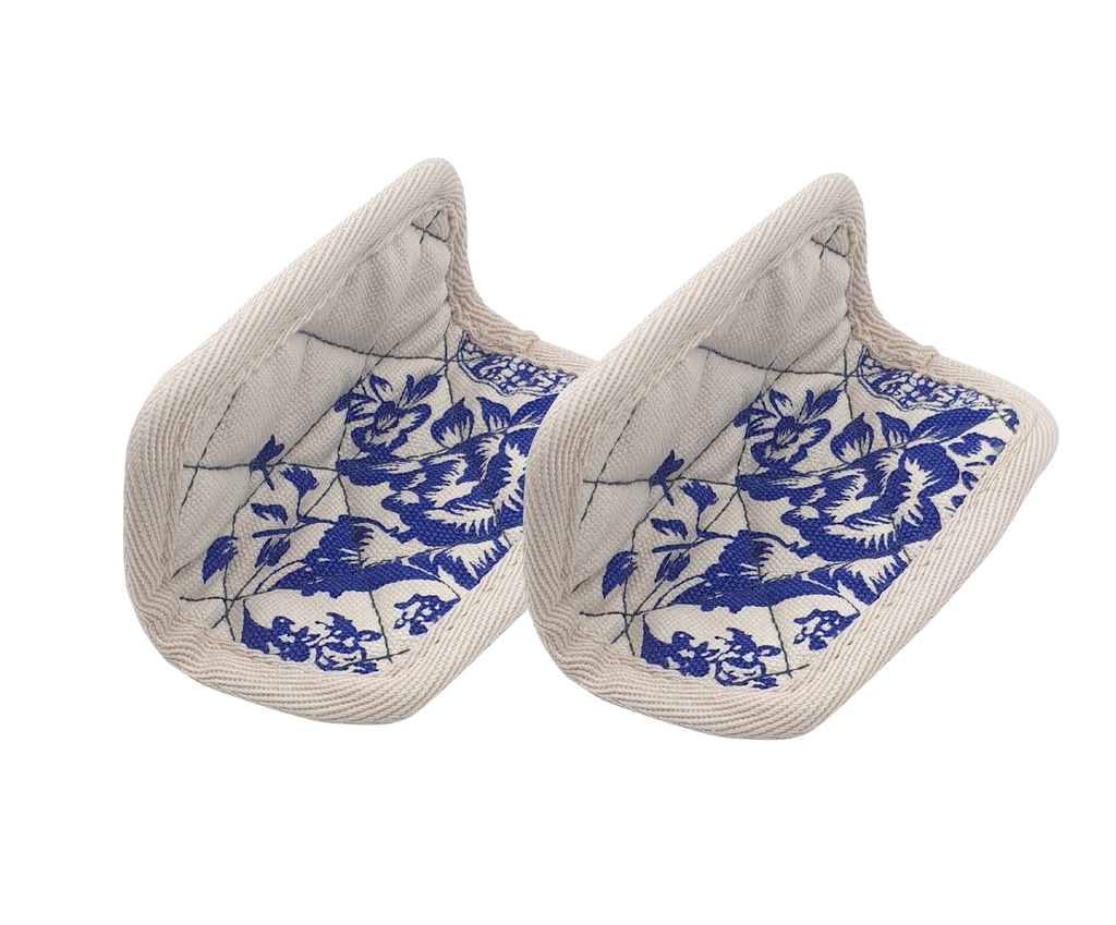 Paire de maniques coton Fleur bleue
