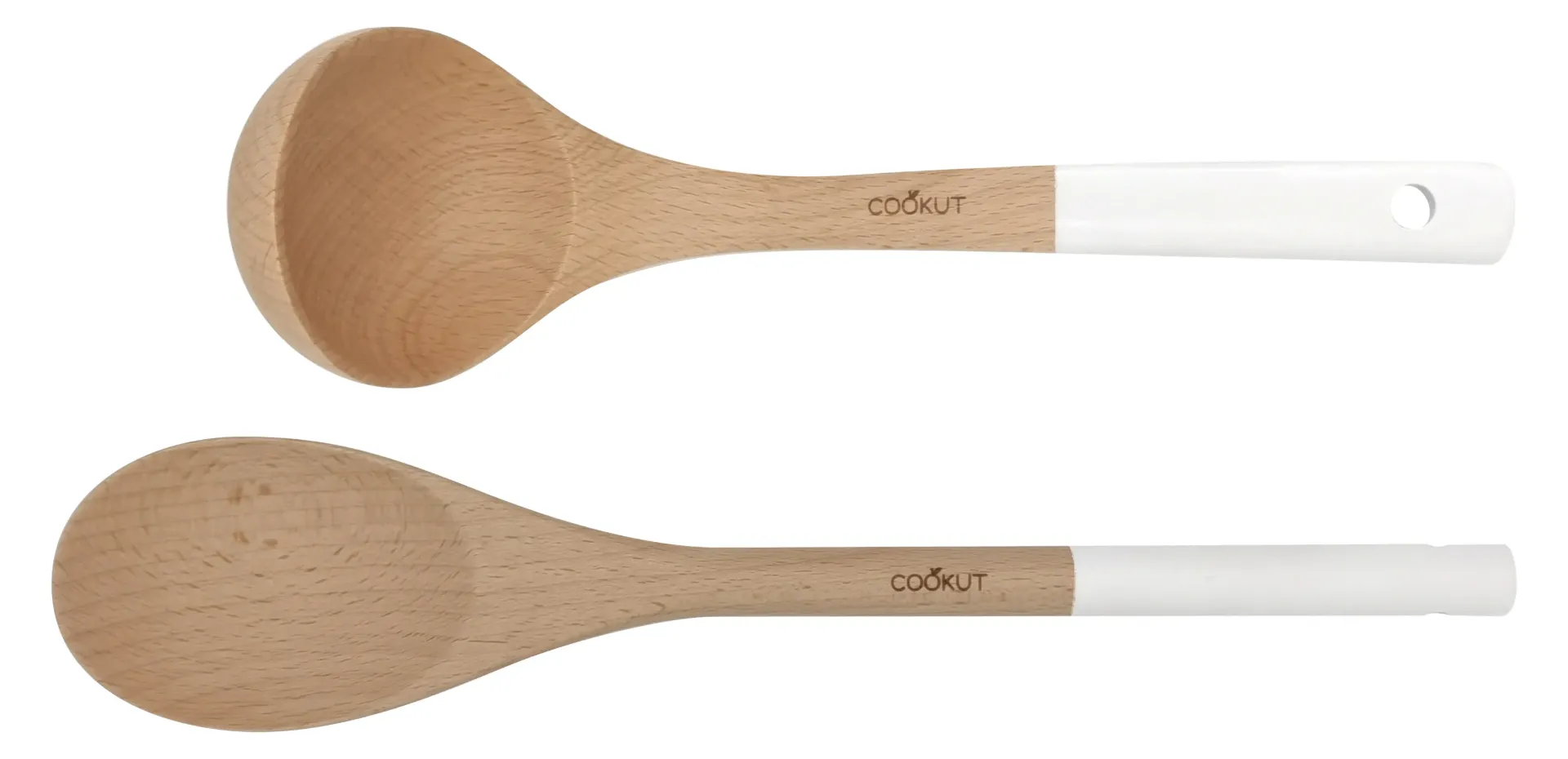 Set cuillière et louche en bois de hêtre coloris Blanc - Polaire