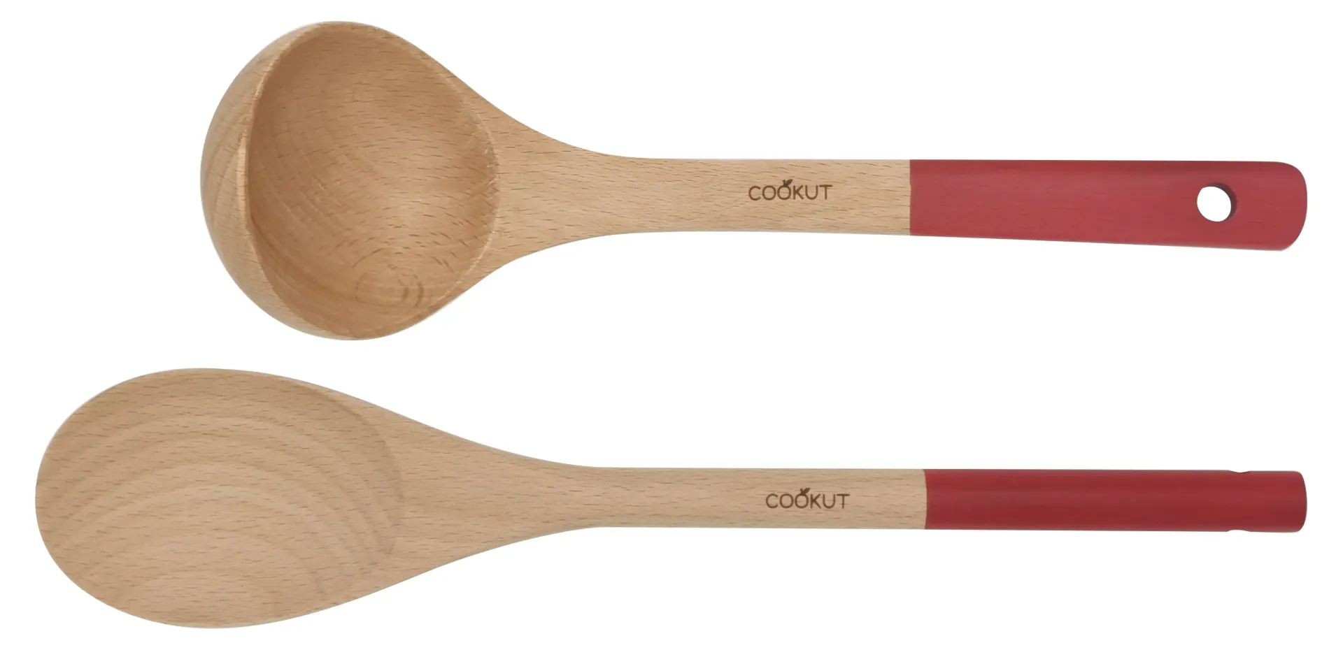 Set cuillière et louche en bois de hêtre coloris Passion