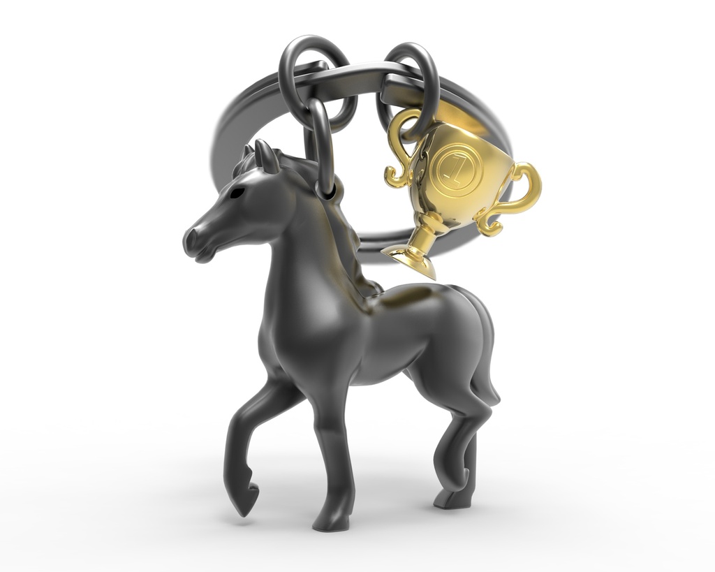 [6938-MTM235-01] Porte-clés Cheval noir et son trophée