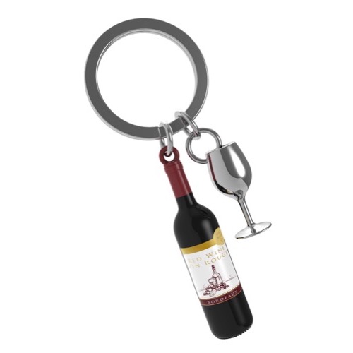 [6938-MTM301-01] Porte-clés Bouteille de vin et son verre