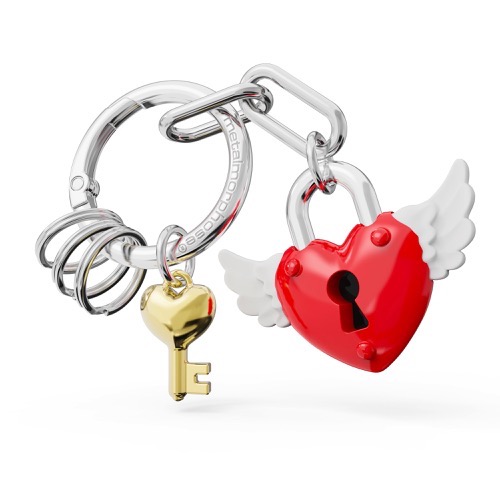 [6938-MTM417-01KON] Porte-clés charms Cadenas cœur rouge