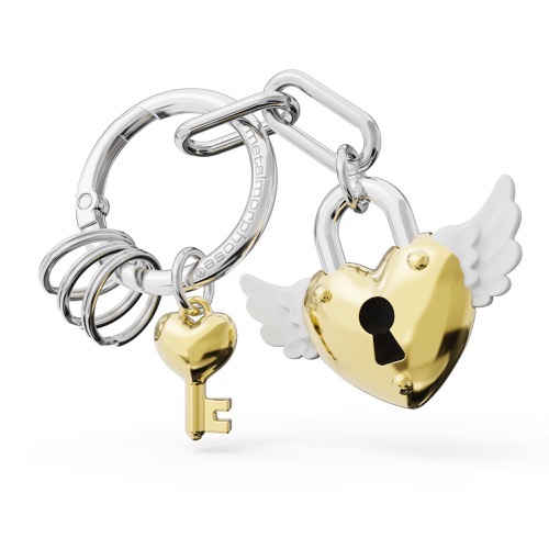 [6938-MTM417-02KON] Porte-clés charms Cadenas cœur doré