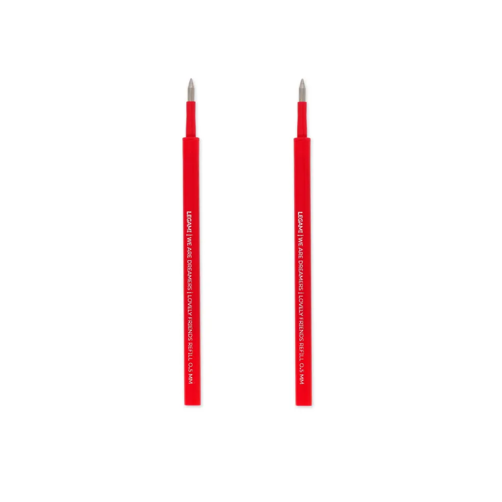 Lot de 2 Recharges pour Stylo Gel Lovely Friends – Rouge (0,5 mm)