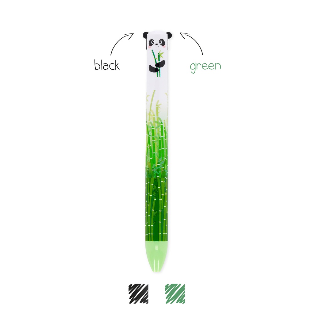 [2694-CLICK0025] Stylo à Bille 2 Couleurs Click&Clack – Panda – Encres Noire + Verte – Pointe 1,0 mm