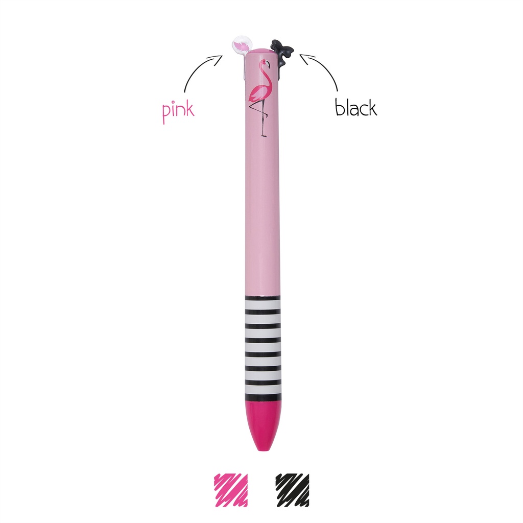 [2694-CLICK0016] Stylo à Bille 2 Couleurs Click&Clack – Flamant Rose