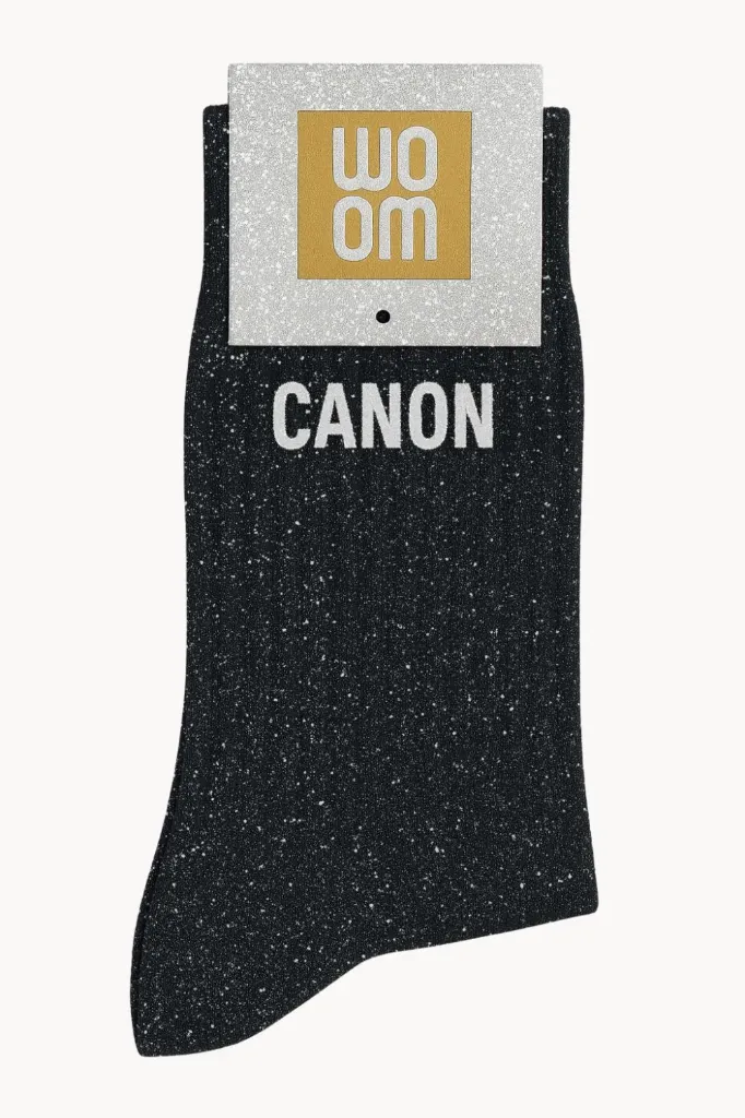 Chaussettes à Paillettes à Message "Canon" - Noir