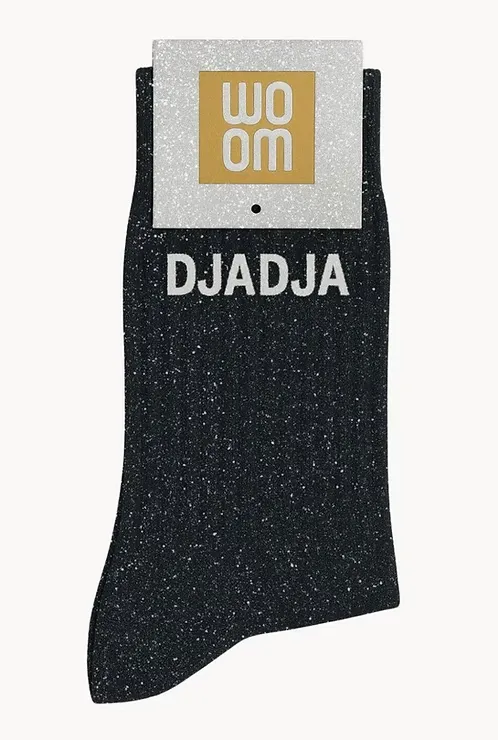Chaussettes à Paillettes à Message "Djadja" - Noir