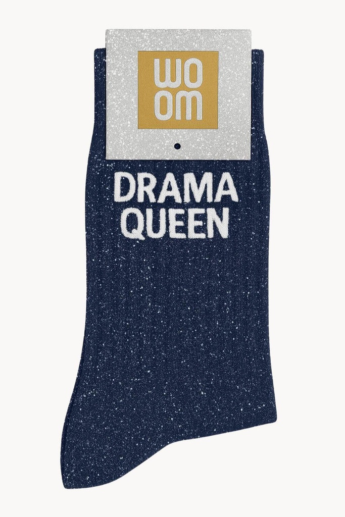 [8413-CPM-Drama Queen] Chaussettes à Paillettes à Message "Drama Queen" - Bleu Marine