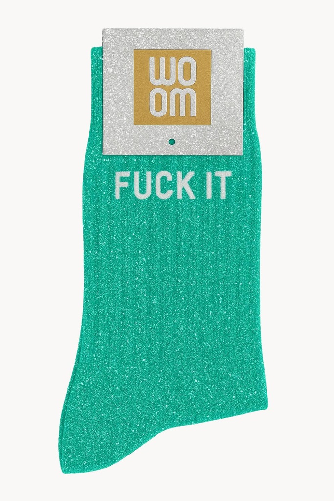 [8413-CPM-Fuck It] Chaussettes à Paillettes à Message "Fuck It" - Green Queen