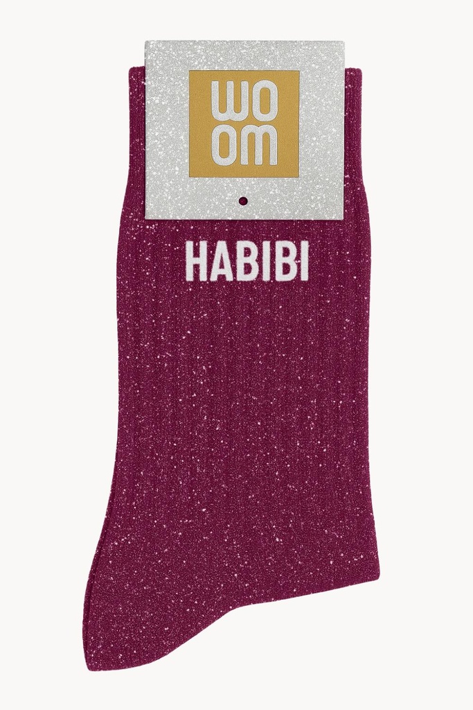 [8413-CPM-Habibi] Chaussettes à Paillettes à Message "Habibi" - Violet