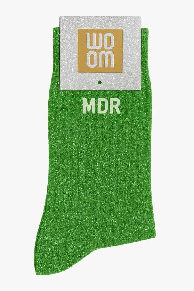 [8413-CPM-Matcha Girl] Chaussettes à Paillettes à Message "Matcha Girl" - Matcha Green