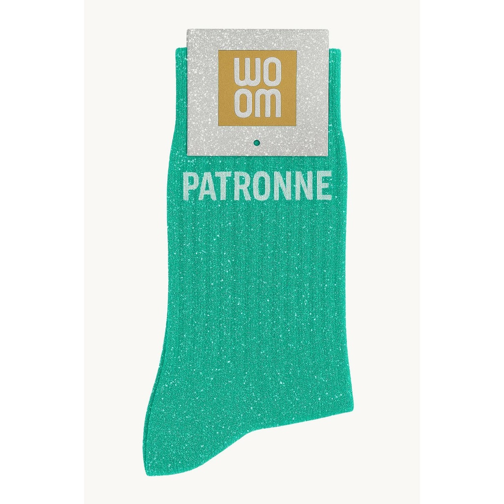 [8413-CPM-Patronne] Chaussettes à Paillettes à Message "Patronne" - Green Queen