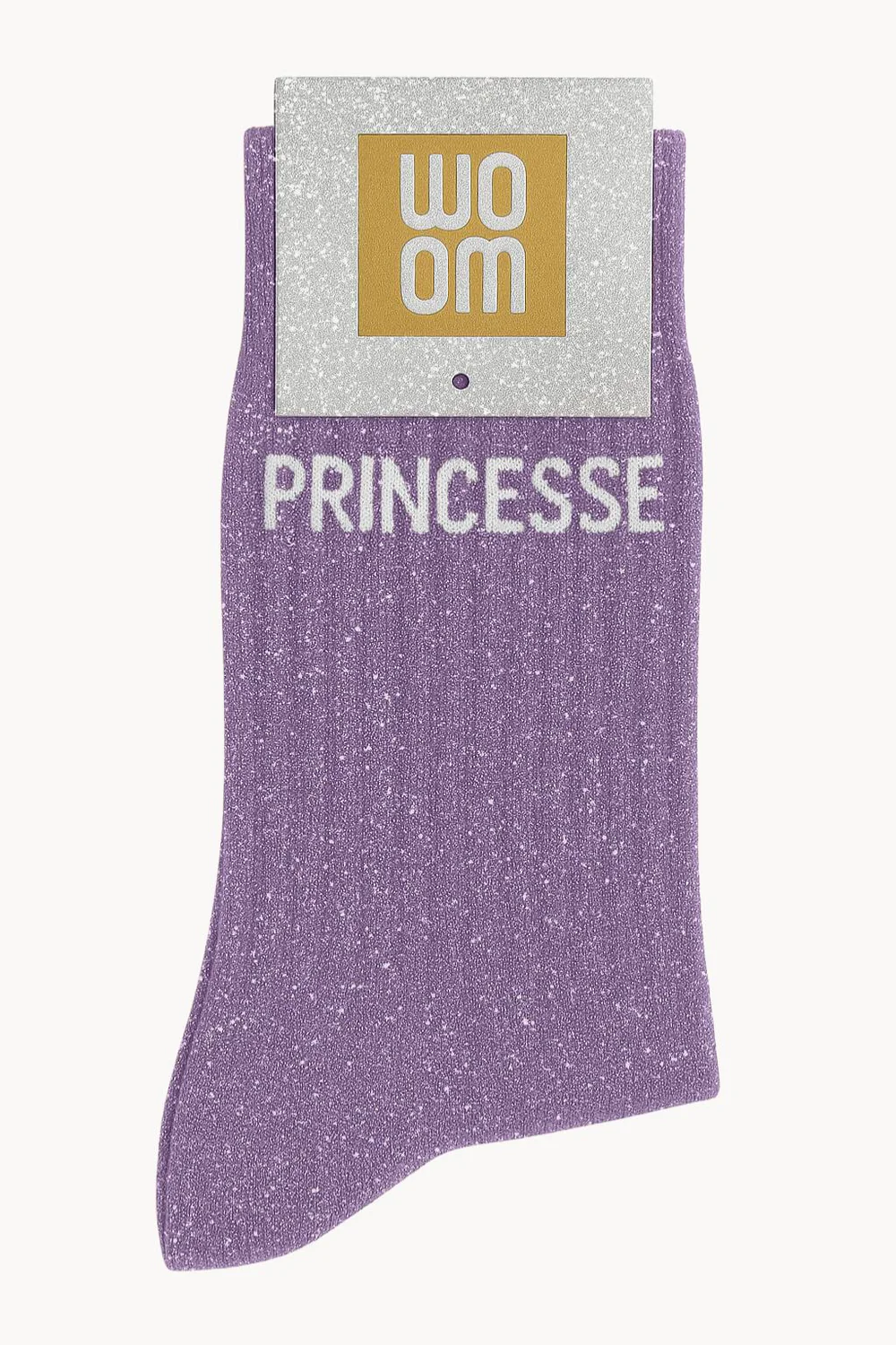 [8413-CPM-Princesse M] Chaussettes à Paillettes à Message "Princesse"- Mauve